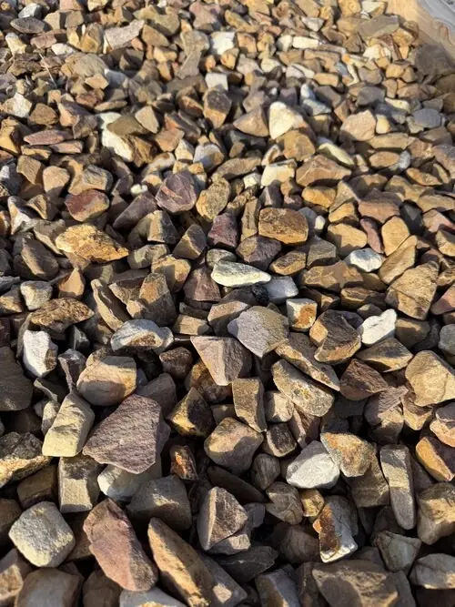 1 inch Brown Crushed landscape rock, close up