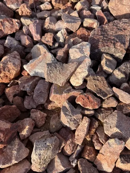 2 to 4 inch Autumn Red landscape rock, close up