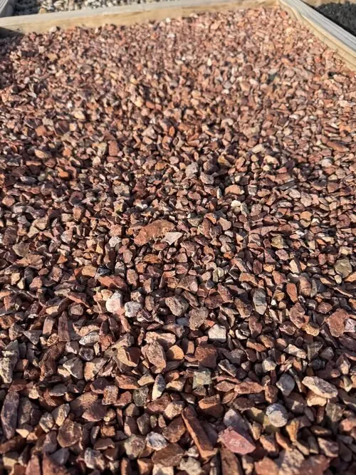 1/2 inch Autumn Red landscape rock, close up